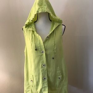 Linen Hooded Button down vest